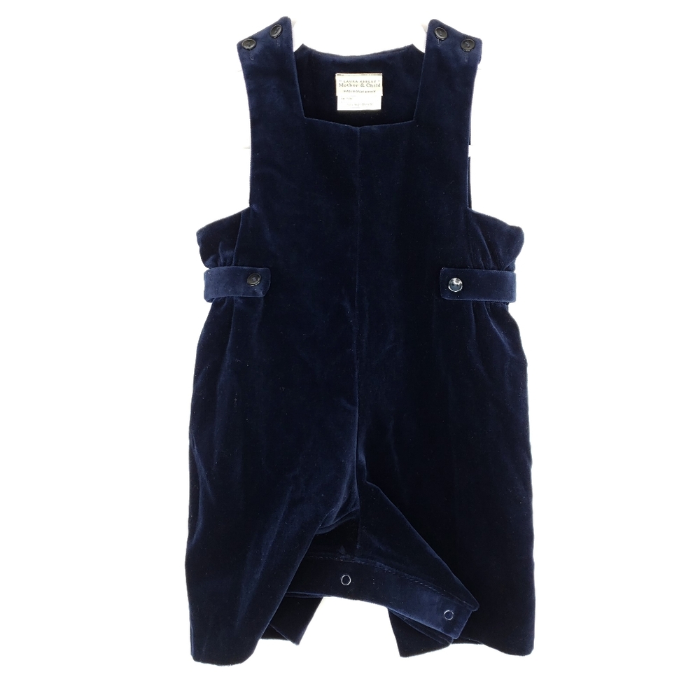 Laura Ashley Mother & Child Blue Velvet Romper 2yr